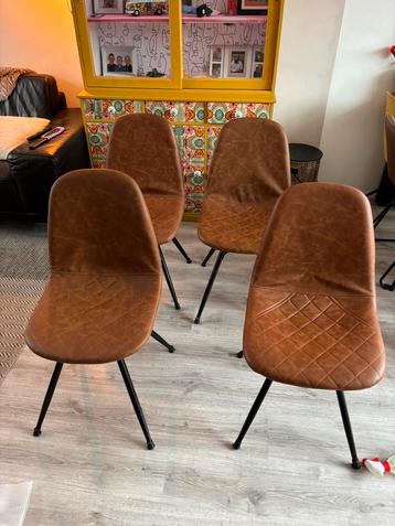 Bruine nep lederen eetkamerstoelen 4x beschikbaar voor biedingen