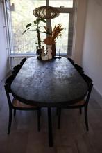 Ovale eettafel Zwart mangohout – 240 cm (Giga Meubel), Huis en Inrichting, Ophalen, Gebruikt, 100 tot 150 cm, 200 cm of meer