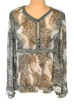 REPEAT topje, transparante blousetop, blouse, safari, Mt. L, Kleding | Dames, Blouses en Tunieken, Repeat, Maat 42/44 (L), Zo goed als nieuw