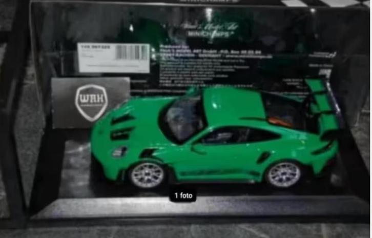 PORSCHE 911 GT3 RS 2023 green / silver wheels Minichamps WRH, Hobby en Vrije tijd, Modelauto's | 1:18, Zo goed als nieuw, Auto