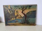 Jaren 20 schilderij landschap boom gesigneerd, Antiek en Kunst, Ophalen of Verzenden