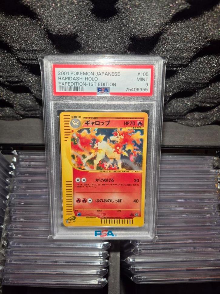 rapidash holo 1st edition expedition japanese psa 9 pokemon, Hobby en Vrije tijd, Verzamelkaartspellen | Pokémon, Zo goed als nieuw