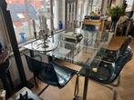 IKEA eettafel met vergroot glazen blad en 6 stoelen, Huis en Inrichting, Complete inboedels, Ophalen of Verzenden