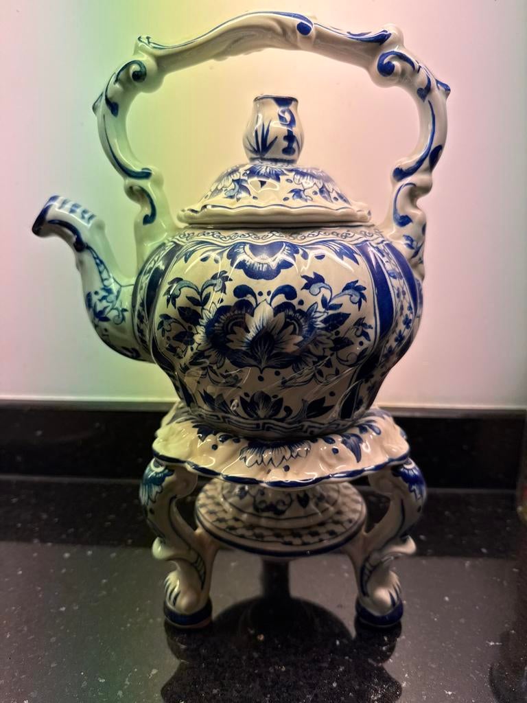 Boch Amsterdam theepot met thee licht en brander, Antiek en Kunst, Ophalen of Verzenden