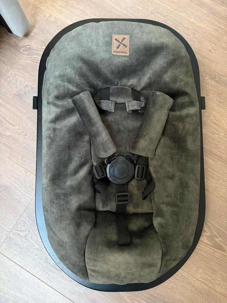 Kidsmill newbornset (frame + bekleding donkergroen velvet), Kinderen en Baby's, Kinderstoelen, Gebruikt, Meegroeistoel, Ophalen