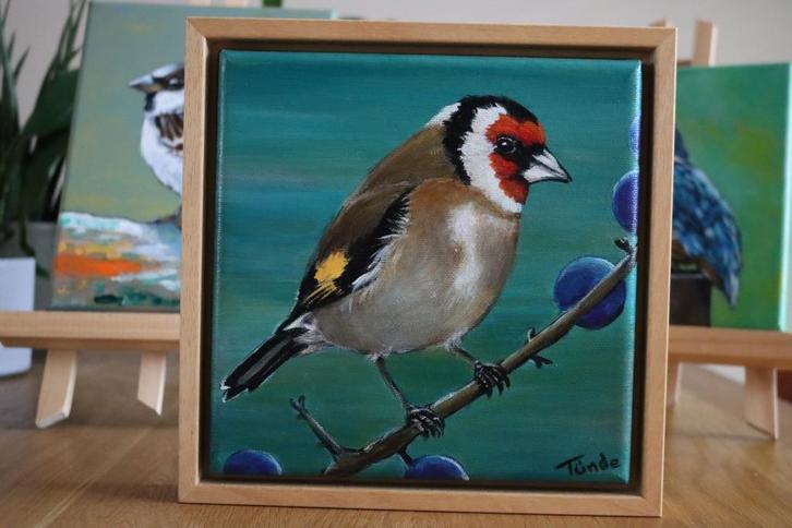 Puttertje, Huis en Inrichting, Woonaccessoires | Schilderijen, Tekeningen en Foto's, Zo goed als nieuw, Schilderij, Minder dan 50 cm