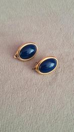 Vintage Trifari Oorclips Oval Blauw, Sieraden, Tassen en Uiterlijk, Overige materialen, Blauw, Ophalen of Verzenden, Zo goed als nieuw