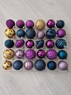 60 onbreekbare kerstballen (blauw, goud en paars), Diversen, Ophalen, Zo goed als nieuw