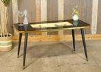 Unieke zwarte mid century salontafel vitrine, kunstbloemen, Ophalen, Minder dan 50 cm, Gebruikt, 50 tot 75 cm
