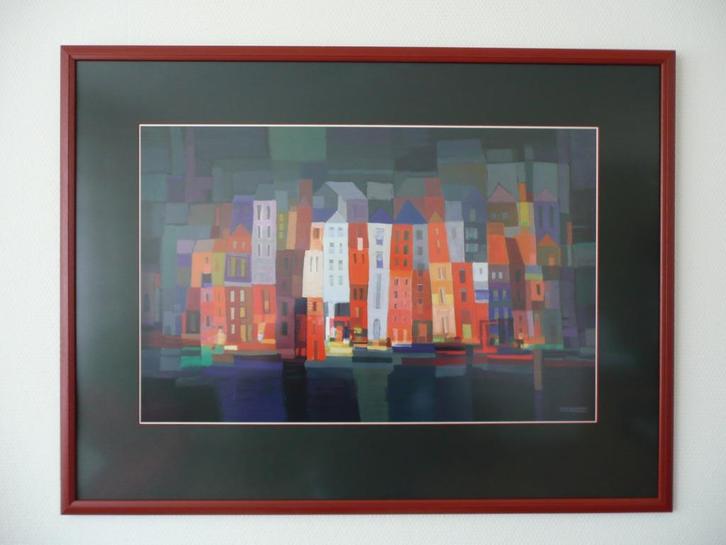 Ton Schulten – Stad bij nacht (offset-litho ingelijst), Antiek en Kunst, Kunst | Litho's en Zeefdrukken, Ophalen