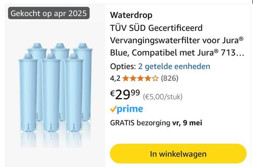 Waterfilter voor Jura koffiemachines, Witgoed en Apparatuur, Koffiemachine-accessoires, Nieuw, Ophalen of Verzenden