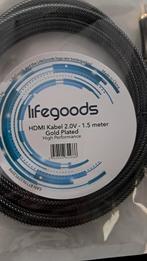 2x Lifegoods HDMI 2.0V Gold Plated kabel 1.5m (NIEUW), Ophalen of Verzenden, Nieuw, Minder dan 2 meter, HDMI-kabel