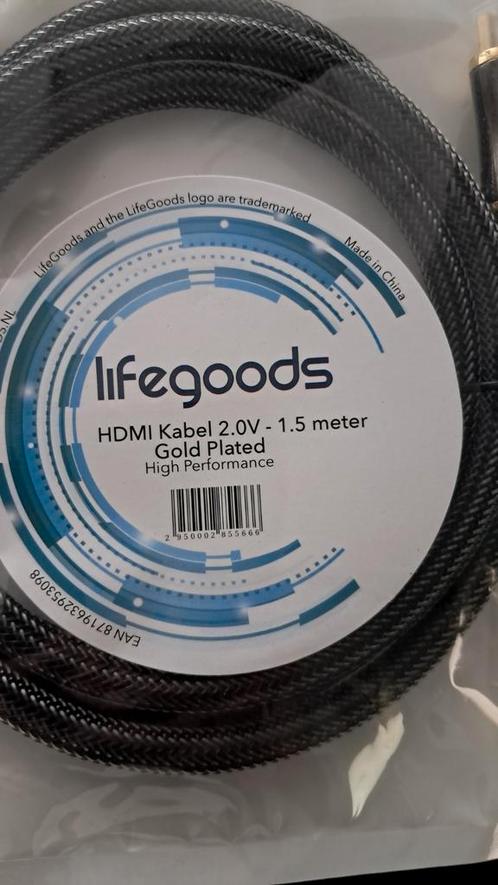 2x Lifegoods HDMI 2.0V Gold Plated kabel 1.5m (NIEUW), Audio, Tv en Foto, Audiokabels en Televisiekabels, Nieuw, HDMI-kabel, Minder dan 2 meter