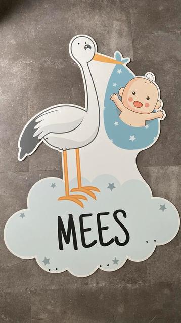 Geboortebord jongen Ooievaar met Baby beschikbaar voor biedingen