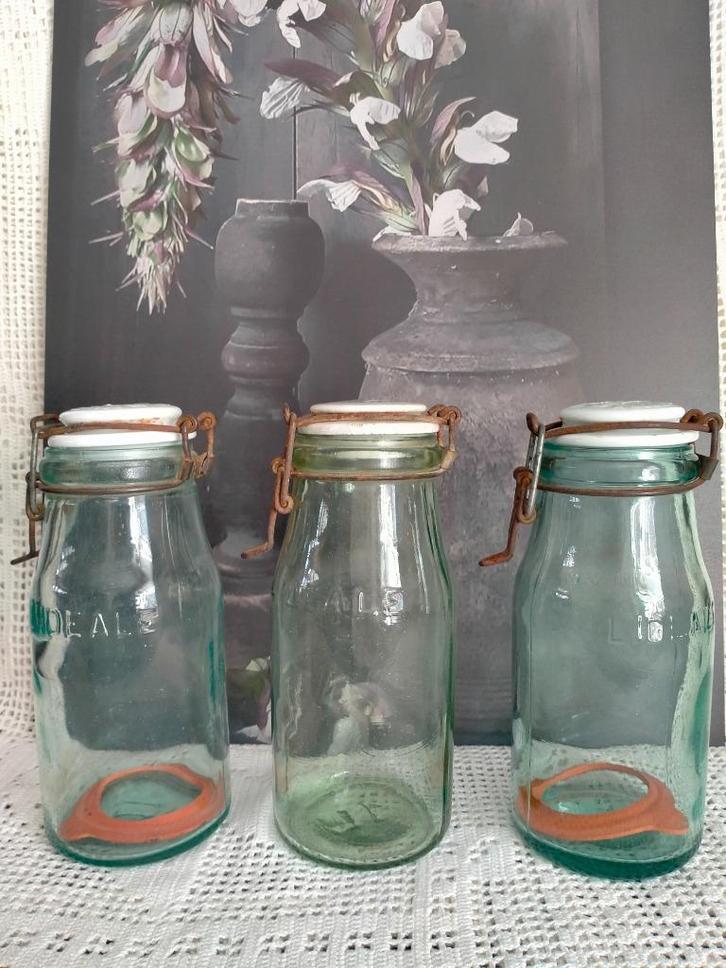 Franse weckpotten met porseleinen dop, L' Ideale, Antiek en Kunst, Curiosa en Brocante, Ophalen of Verzenden