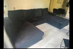Te koop: Luxe U-vormige hoekbank in zwarte velvet stof, Ophalen, Vierpersoons of meer, Stof