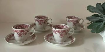 4 Villeroy & Boch Valeria rood koffiekop en schotels beschikbaar voor biedingen