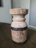 Brocante kaarshouder / kandelaar / kloskandelaar hout, Ophalen of Verzenden, Zo goed als nieuw, Hout, Kandelaar