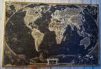 Wereldkaart op Canvas - Vintage Stijl, Ophalen, 100 tot 125 cm, 75 cm of meer, Print