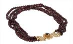 Granaten 14k gouden slot antieke kinder dames ketting 4 rij, Sieraden, Tassen en Uiterlijk, Antieke sieraden, Ophalen of Verzenden