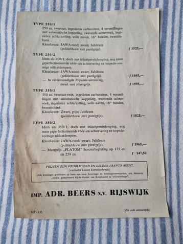 JAWA prijslijst 23 febr. 1957 beschikbaar voor biedingen
