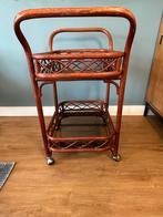 Rotan Theeserveerwagen met Dienblad, Huis en Inrichting, Tafels | Bijzettafels, Ophalen of Verzenden, Gebruikt