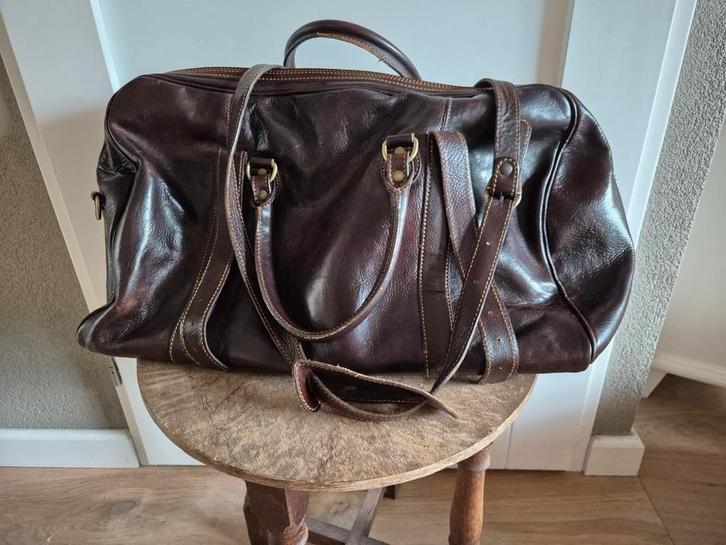 Grote leren weekendtas,verlostas, Sieraden, Tassen en Uiterlijk, Tassen | Reistassen en Weekendtassen, Zo goed als nieuw, Bruin