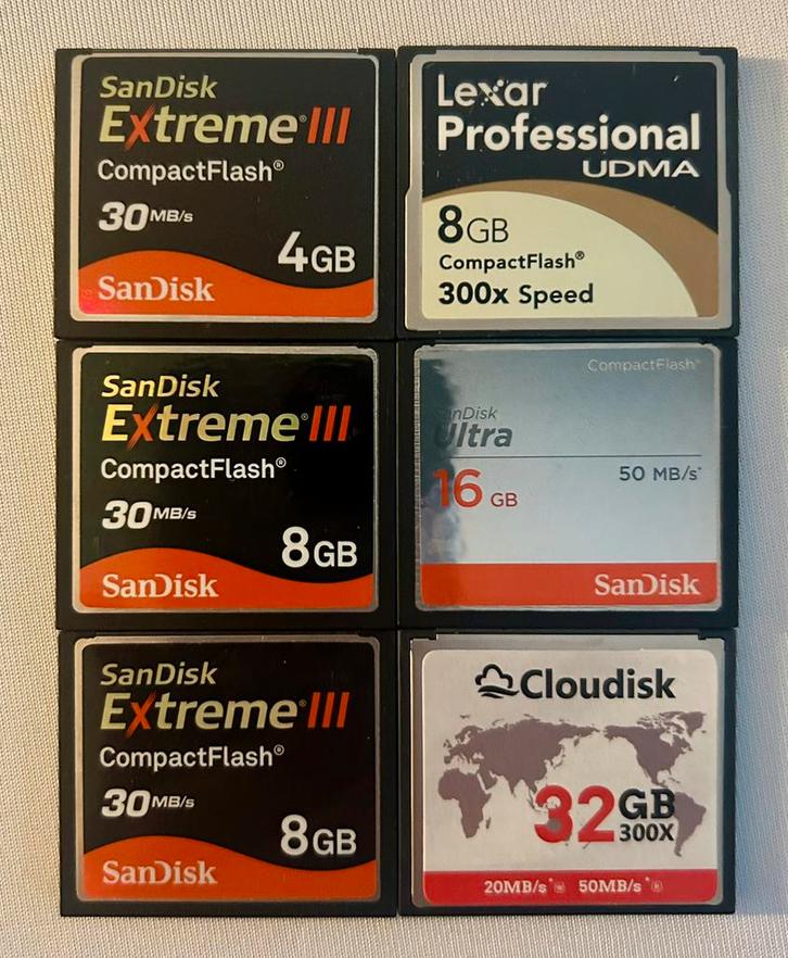 Compact flash kaartjes  Lexar proff en Sandisk 8-16-32 GB, Audio, Tv en Foto, Fotografie | Geheugenkaarten, Zo goed als nieuw
