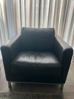 Machalke machalke manolito leren zwarte stoel/ ijzeren frame, Huis en Inrichting, Ophalen, Gebruikt, 75 tot 100 cm, Leer