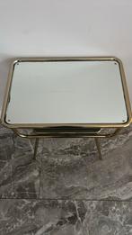 Gouden Sidetable met Glazen Blad, Huis en Inrichting, Tafels | Bijzettafels, 45 tot 60 cm, Minder dan 55 cm, Metaal of Aluminium