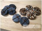 Set leren onderzetters zwart
