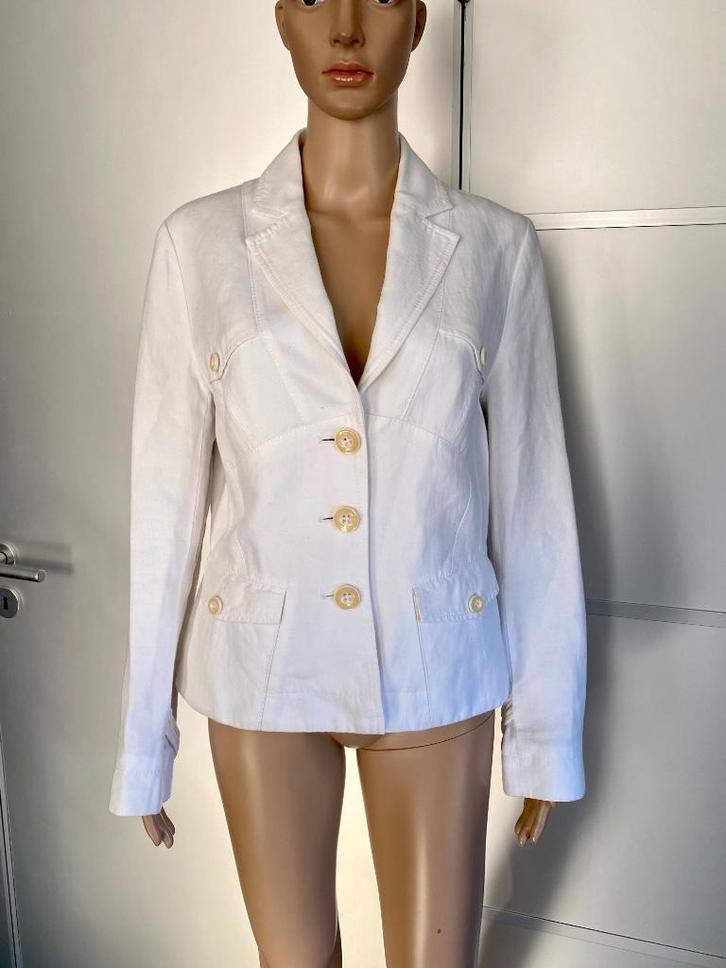 J269 Claudia Strater mt 38=M linnen jasje blazer colbert wit, Kleding | Dames, Jasjes, Kostuums en Pakken, Zo goed als nieuw, Jasje