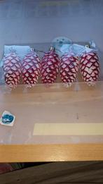 5 kerstballen dennenappels in de kleur rood, Diversen, Ophalen, Nieuw