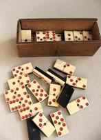 Apart antiek dominospel, been en ebbenhout met rode stippen, Ophalen of Verzenden