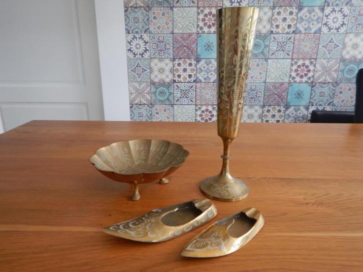 Set 4 verschillende Aftabe Voorwerpen India Bedrukt, Antiek en Kunst, Antiek | Koper en Brons, Koper, Ophalen of Verzenden
