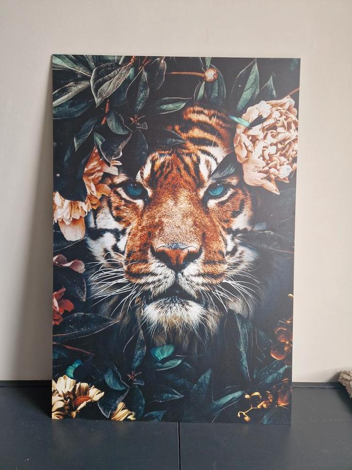 Prachtig Tijger Schilderij, Huis en Inrichting, Woonaccessoires | Schilderijen, Tekeningen en Foto's, Zo goed als nieuw, Schilderij