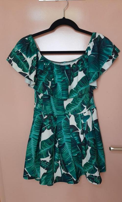 Groene Catsuit met Bladerenprint - Maat S, Kleding | Dames, Jumpsuits, Nieuw, Maat 36 (S), Groen, Ophalen of Verzenden