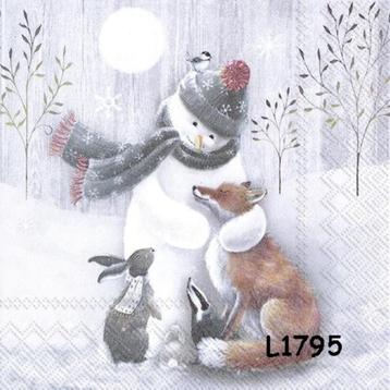 Servetten decoupage/bullet journal * sneeuwpop dieren L1795  beschikbaar voor biedingen