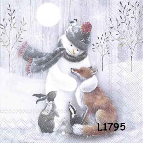 Servetten decoupage/bullet journal * sneeuwpop dieren L1795, Hobby en Vrije tijd, Knutselen, Nieuw, Materiaal, Verzenden