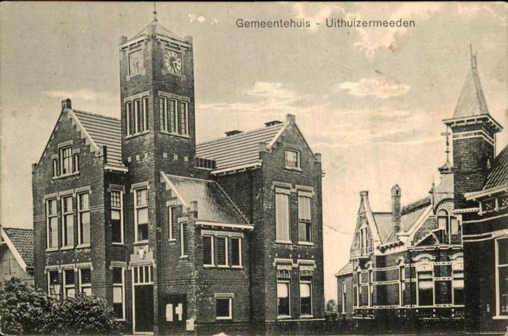 Uithuizermeeden - Gemeentehuis, Verzamelen, Ansichtkaarten | Nederland, Gelopen, Groningen, Voor 1920, Ophalen of Verzenden