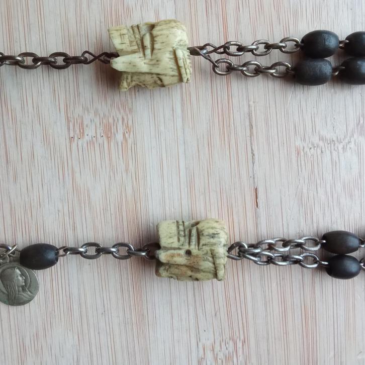 Nonnenrozenkrans crucifix corpus Christi met momento mori, Verzamelen, Religie, Gebruikt, Christendom | Katholiek, Ophalen of Verzenden