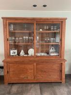 Teak houten buffetkast met glazen schuifdeuren, Huis en Inrichting, Kasten | Buffetkasten, Met deur(en), Ophalen of Verzenden