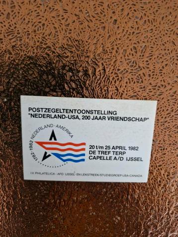 2402 Sticker Postzegeltentoonstelling Nederland-USA 1982 beschikbaar voor biedingen