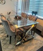 Eettafel, Huis en Inrichting, Tafels | Eettafels, Ophalen, Gebruikt, 50 tot 100 cm, Glas