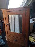 Oude eiken houten kast met spiegel medicijnkastje, Antiek en Kunst, Ophalen