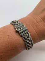 X622 Prachtige zilveren gevlochten armband robuust, Ophalen of Verzenden, X, Zilver, Zilver