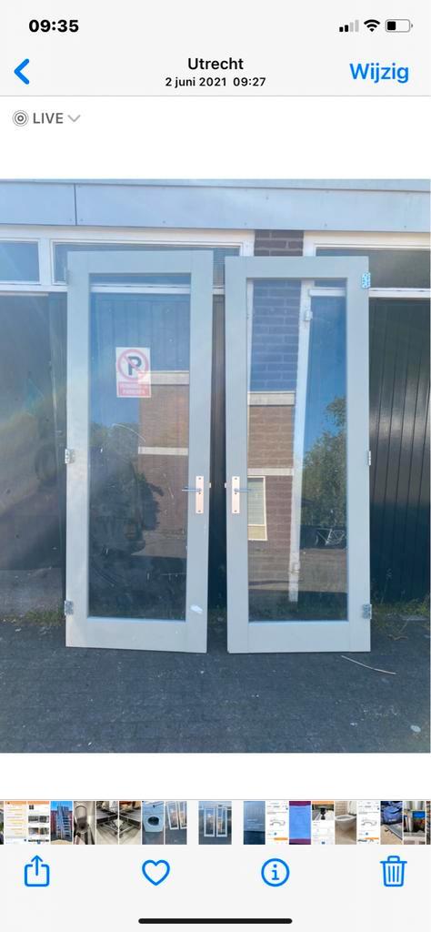 Glazen buitendeuren - Zo goed als nieuw 93-255!, Doe-het-zelf en Verbouw, Deuren en Horren, Zo goed als nieuw, Buitendeur, 200 tot 215 cm