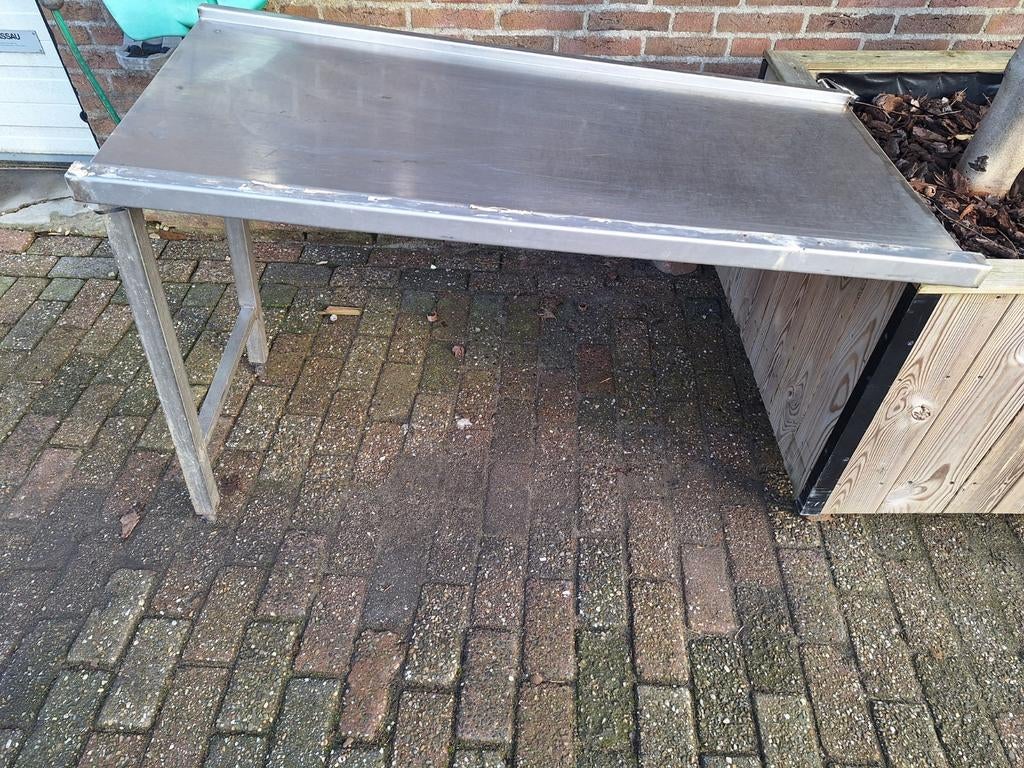 RVS Werktafel / Spoeltafel voor Spoelkeuken, Gebruikt, 100 tot 150 cm, Rechthoekig, 50 tot 100 cm