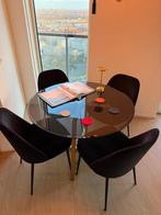 4 zwart le velours stoelen, Huis en Inrichting, Stoelen, Ophalen, Zo goed als nieuw, Zwart, Vier