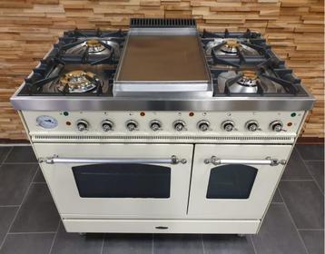 Luxe Fornuis Boretti 90cm crème + rvs 2 ovens frytop beschikbaar voor biedingen